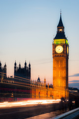 Fototapeta na wymiar Big Ben, London. Long exposure, night views of the iconic London landmark, Big Ben.