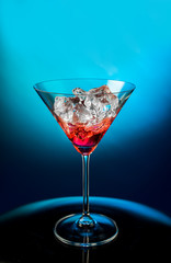 Martini glass with ice