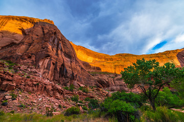Canyon Wall Lid by sunset light Beautiful Coyote Gulch landscape