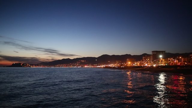 Sunset in the bay of Alanya at summer time