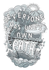 Beautiful phrase about life  hand lettering and doodles elements