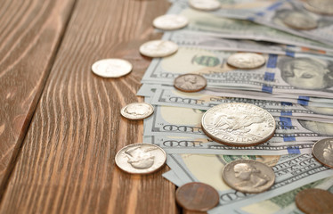 Various of coins and banknotes