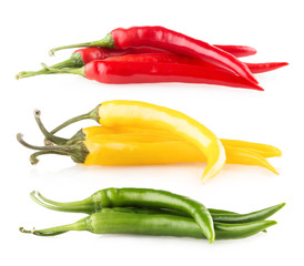 colorful bell peppers isolated on white background