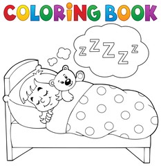Coloring book sleeping child theme 1