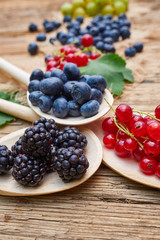 spoons with different berries