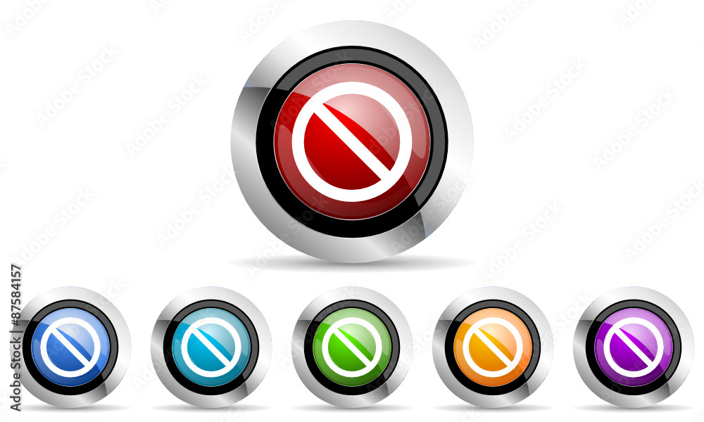 Aufkleber acces denied vector icons set