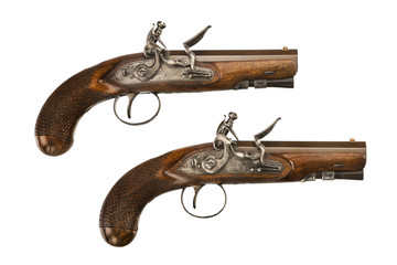 Pair flintlock pistols old vintage and original