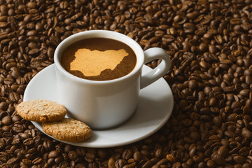 Still life - coffee with map of Nigeria