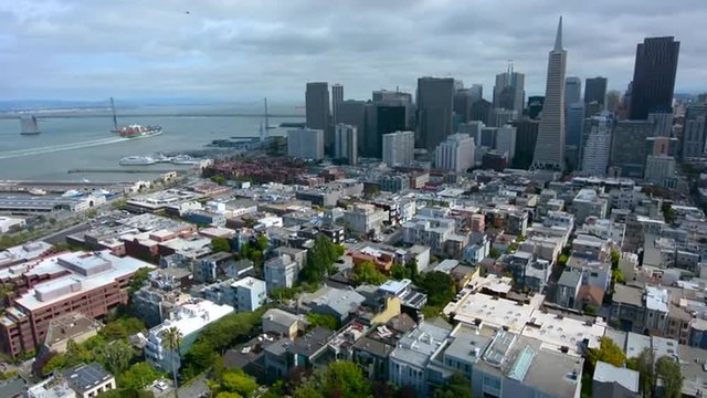 Aerial view of San Francisco financial center skyline 