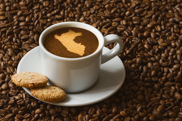 Still life - coffee with map of Peru