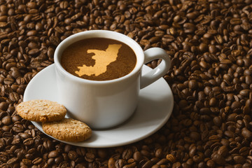 Still life - coffee with map of Republic of the Congo