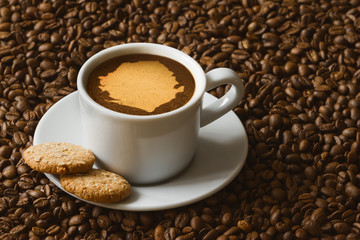Still life - coffee with map of Sierra Leone