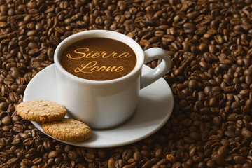 Still life - coffee with text Sierra Leone
