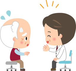 医師と不安そうな高齢男性