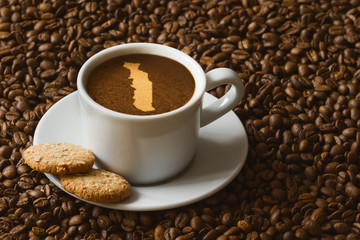 Still life - coffee with map of Togo