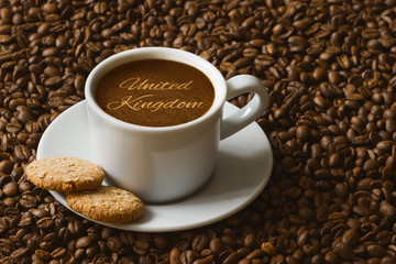 Still life - coffee with text United Kingdom