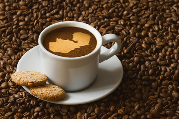 Still life - coffee with map of Zambia