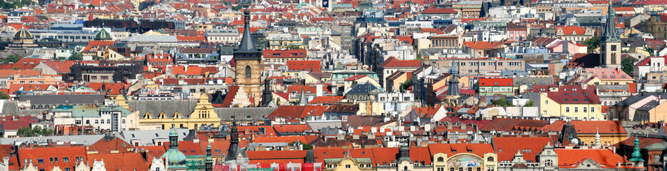 Naklejka na ściany i meble Prague Cityscape, Roofs, Czech Republic