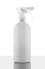 White plastic bottle on white background