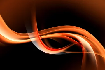 Papier Peint photo Lavable Vague abstraite Orange Fire Abstract Waves