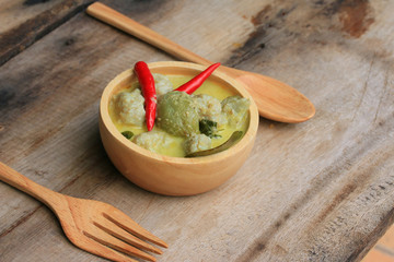 Taste of green curry coconut milk