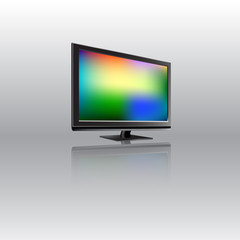 Lcd monitor with abstract background on the screen. Vector illustration.