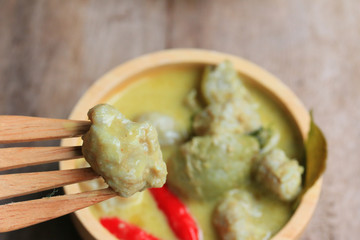 Taste of green curry coconut milk