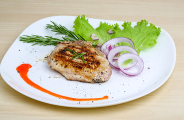 Grilled pork steak