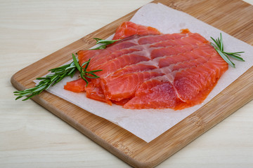 Sliced salmon