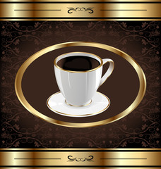 Vintage label for wrapping coffee, coffe cup