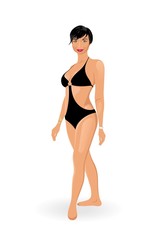 beautiful sunbathe girl isolated on white background