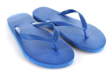 Blue beach shoes isolated on white
