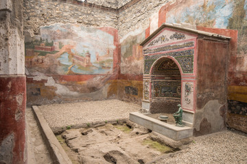 Interior of Casa della Fontana Piccola, Pompeii, Italy - obrazy, fototapety, plakaty