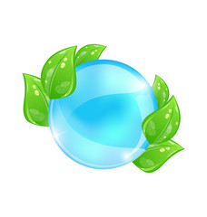 Water bubble with eco green leaves