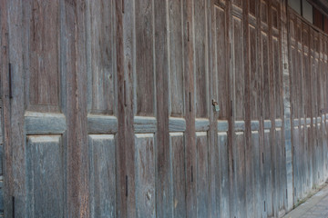 Old folding wood doors, Photos obliquely.