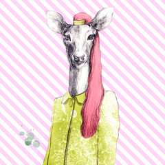 moda zwierząt .watercolor ilustracja - 87593518