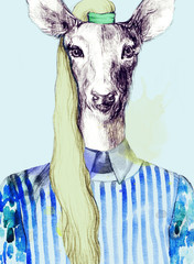 moda zwierząt .watercolor ilustracja - 87593543