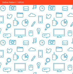 Vector pattern with line icons in flat style