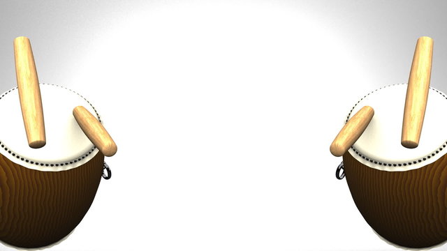 Loopable 2 Asian Drums On White Text Space