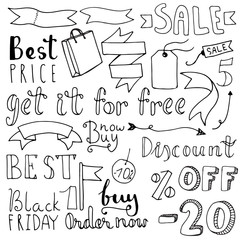 Set of hand drawn doodle icons. 