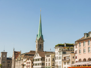 Zürich, Stadt, historische Altstadt, Fraumünster, Stadthaus, Limmatquai, Sommer, Schweiz