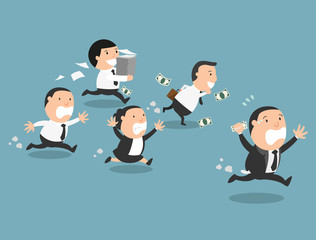 The boss running away from their employees