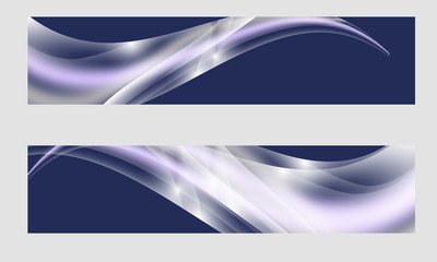 Set of two banners with abstract waves and glow