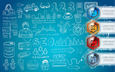 Infographic Abstract template with multiple choices glass buttons