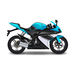 Fototapeta na wymiar Motorcycle, blue sport bike