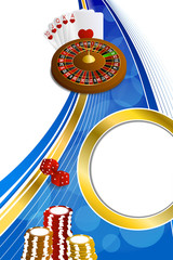 Background abstract blue gold casino roulette cards chips craps vertical frame illustration vector