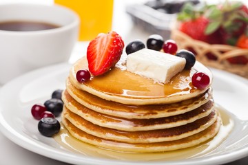 Breakfast, Pancake, Food.