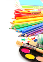 Naklejka premium Colorful school stationery isolated on white