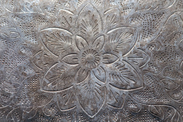 Thai flower silver art texture background
