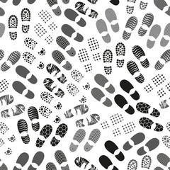 grayscale human shoes footprint various sole seamless pattern eps10